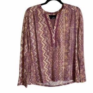 Erika Womens Light Purple Boho Patterned Top